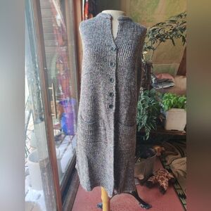 Sleeveless Cardigan Womens S Angora Blend Long Line Pockets Duster Vest Ethereal
